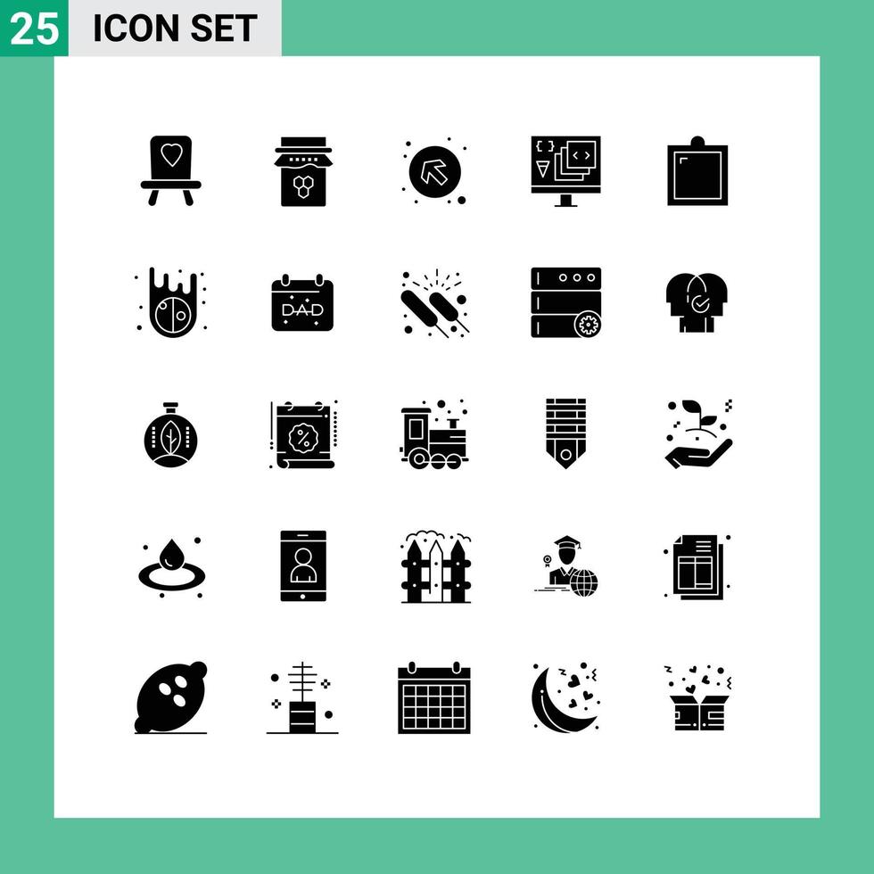 25 Universal Solid Glyphs Set for Web and Mobile Applications furniture programming arrows development coding Editable Vector Design Elements