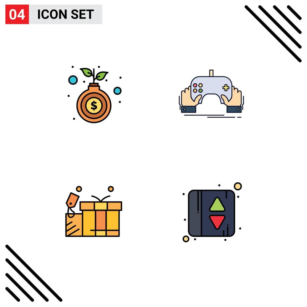 Universal Icon Symbols Group of 4 Modern Filledline Flat Colors of bag gift growth mobile love Editable Vector Design Elements