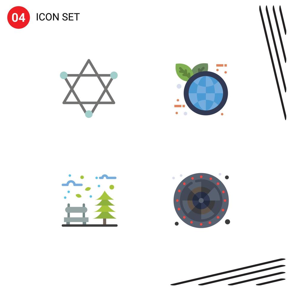 Mobile Interface Flat Icon Set of 4 Pictograms of figure tree earth day autumn lucky Editable Vector Design Elements