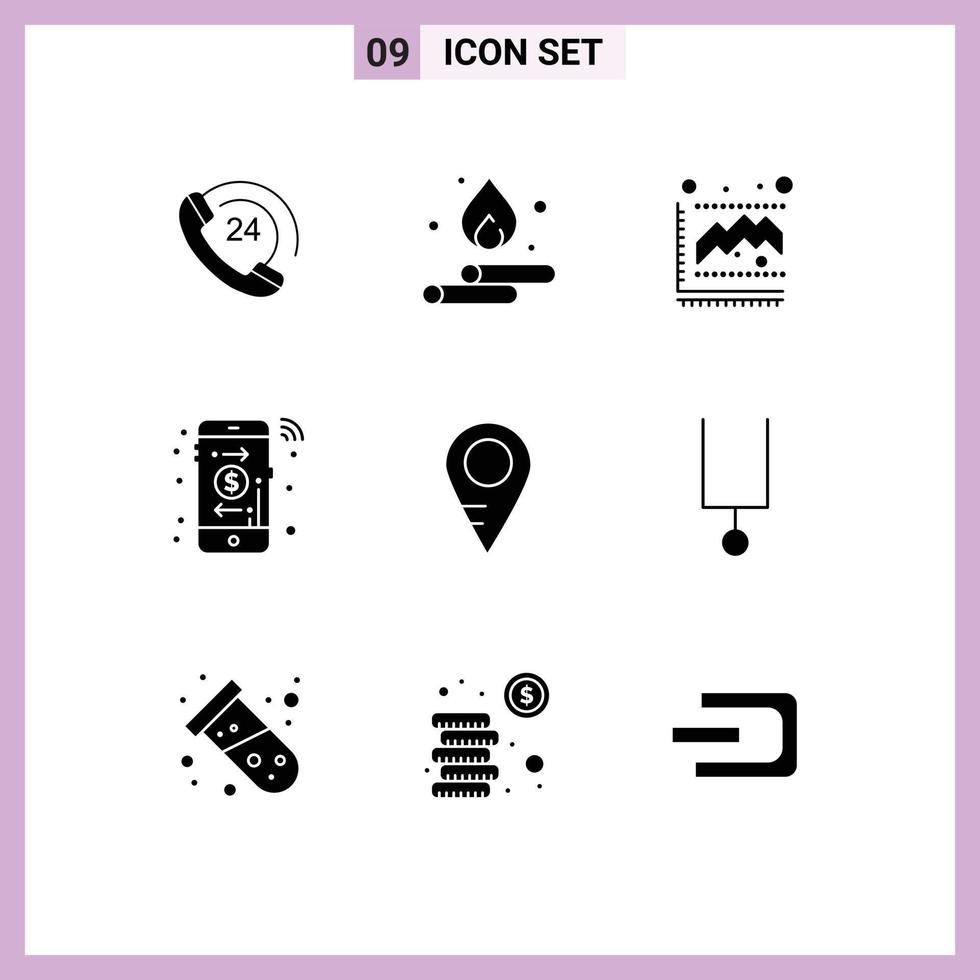 Set of 9 Modern UI Icons Symbols Signs for school map diagram payment arrow Editable Vector Design Elements