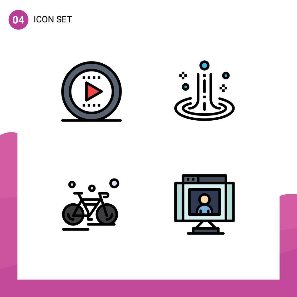 Universal Icon Symbols Group of 4 Modern Filledline Flat Colors of tone cycling effect water race Editable Vector Design Elements