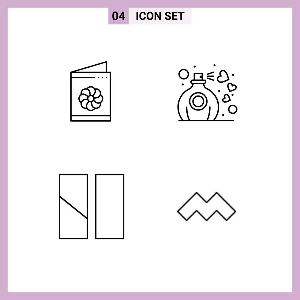 4 Thematic Vector Filledline Flat Colors and Editable Symbols of business card frame identification card perfume layout Editable Vector Design Elements