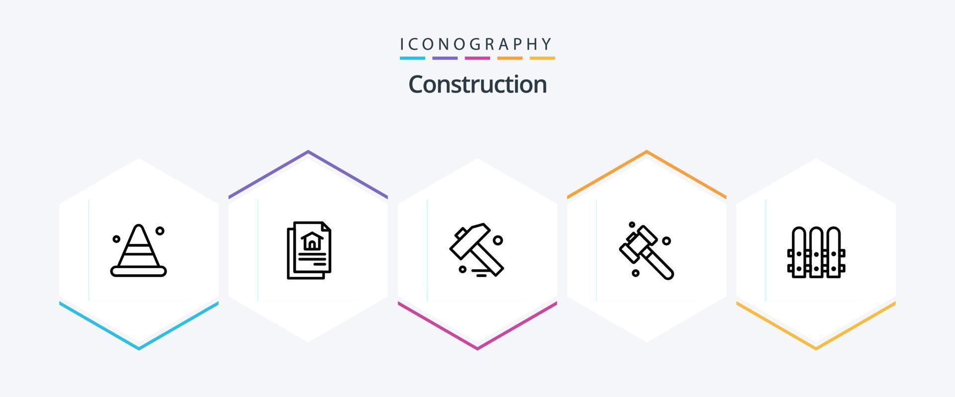 Construction 25 Line icon pack including . hammer. house vector