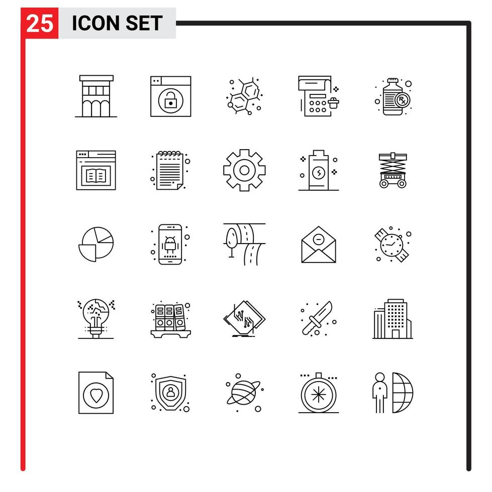 Editable Vector Line Pack of 25 Simple Lines of heart party unlock event calendar Editable Vector Design Elements