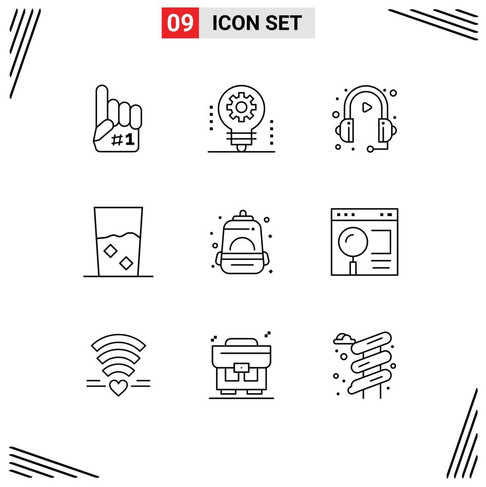 Editable Vector Line Pack of 9 Simple Outlines of kitchen done robotics and service Editable Vector Design Elements