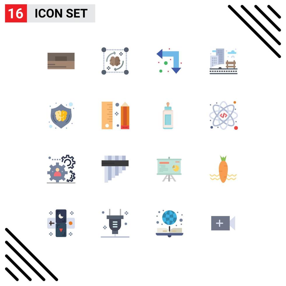 Modern Set of 16 Flat Colors Pictograph of creative building storming life down Editable Pack of Creative Vector Design Elements