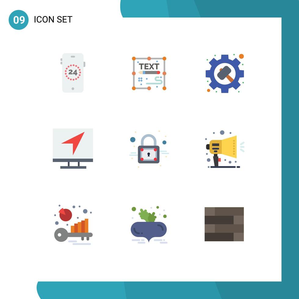 9 User Interface Flat Color Pack of modern Signs and Symbols of closed message gear email communication Editable Vector Design Elements