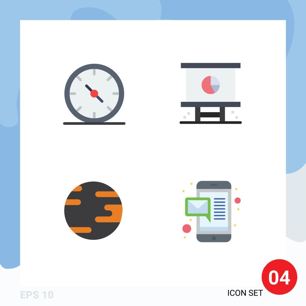 Set of 4 Vector Flat Icons on Grid for business earth office corporate world Editable Vector Design Elements