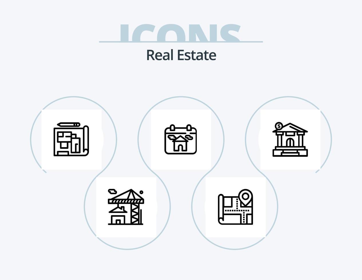 Real Estate Line Icon Pack 5 Icon Design. blueprint. estate. real. real. real estate vector