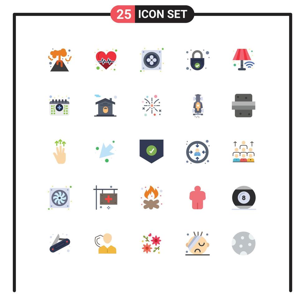 Modern Set of 25 Flat Colors and symbols such as lamp control fan security safe Editable Vector Design Elements
