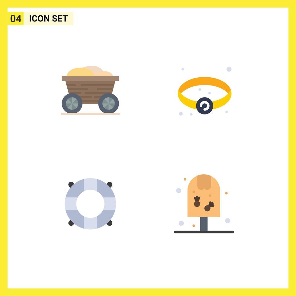 4 Universal Flat Icons Set for Web and Mobile Applications trolley summer bangladesh jewel pop Editable Vector Design Elements