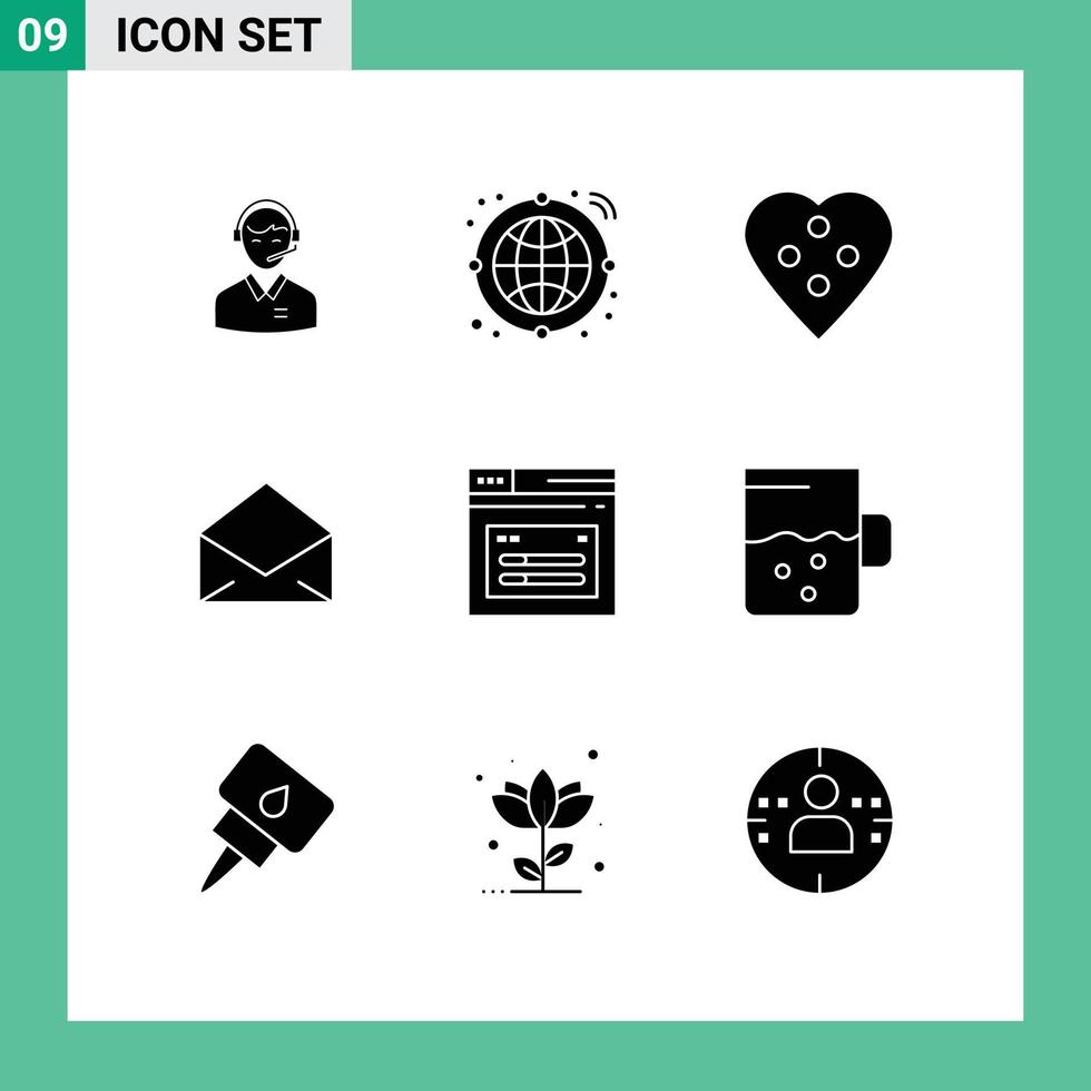Stock Vector Icon Pack of 9 Line Signs and Symbols for message email internet sewing accessories dressmaking Editable Vector Design Elements