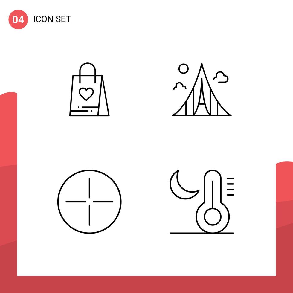 4 User Interface Line Pack of modern Signs and Symbols of shopping ancient bag estate symbols Editable Vector Design Elements