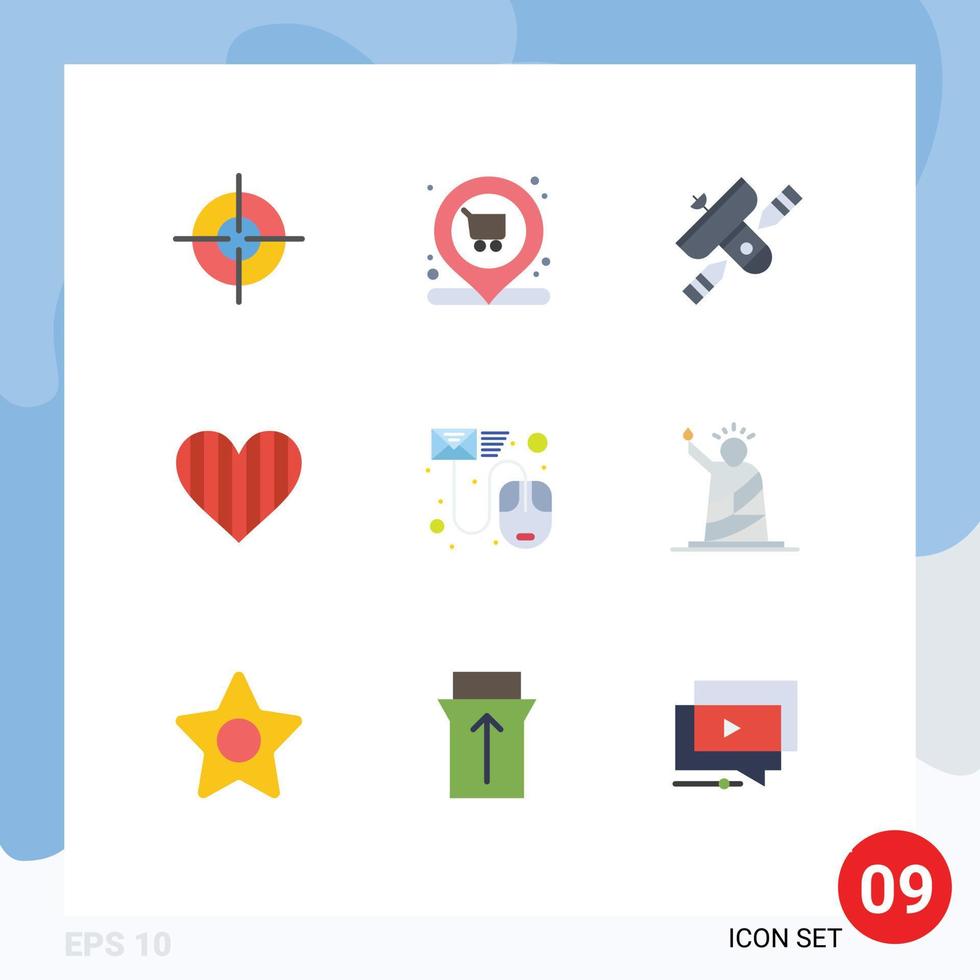 9 Creative Icons Modern Signs and Symbols of data favorite broadcasting like heart Editable Vector Design Elements