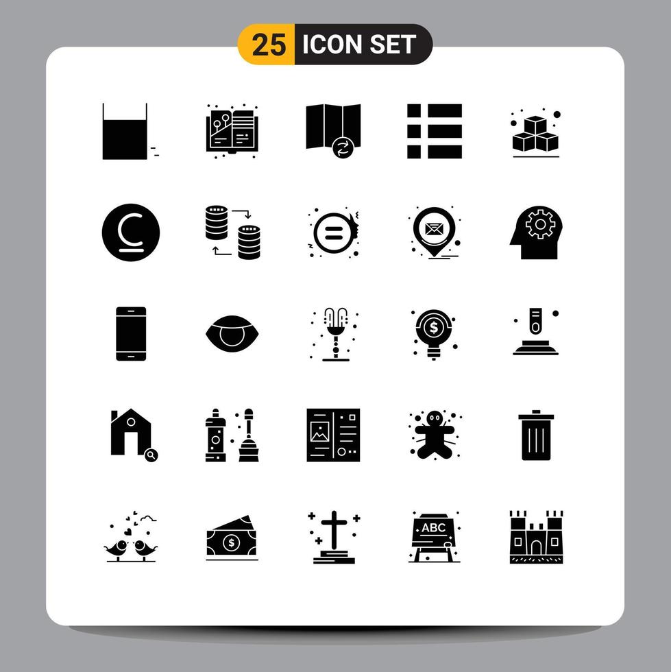 25 Universal Solid Glyphs Set for Web and Mobile Applications bulgarian box map layout frame Editable Vector Design Elements