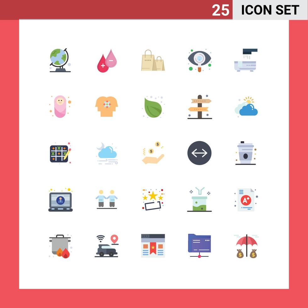 Stock Vector Icon Pack of 25 Line Signs and Symbols for view search plus eye shopping Editable Vector Design Elements