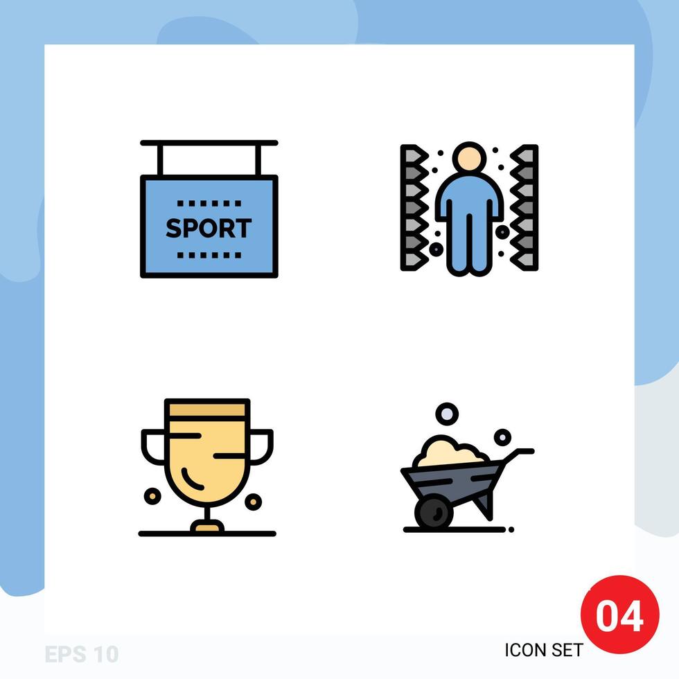4 Filledline Flat Color concept for Websites Mobile and Apps info award sports maze medal Editable Vector Design Elements