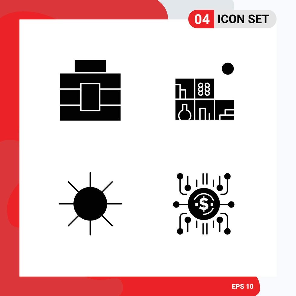 Solid Glyph Pack of Universal Symbols of briefcase crowdfund home circle crowdsale Editable Vector Design Elements