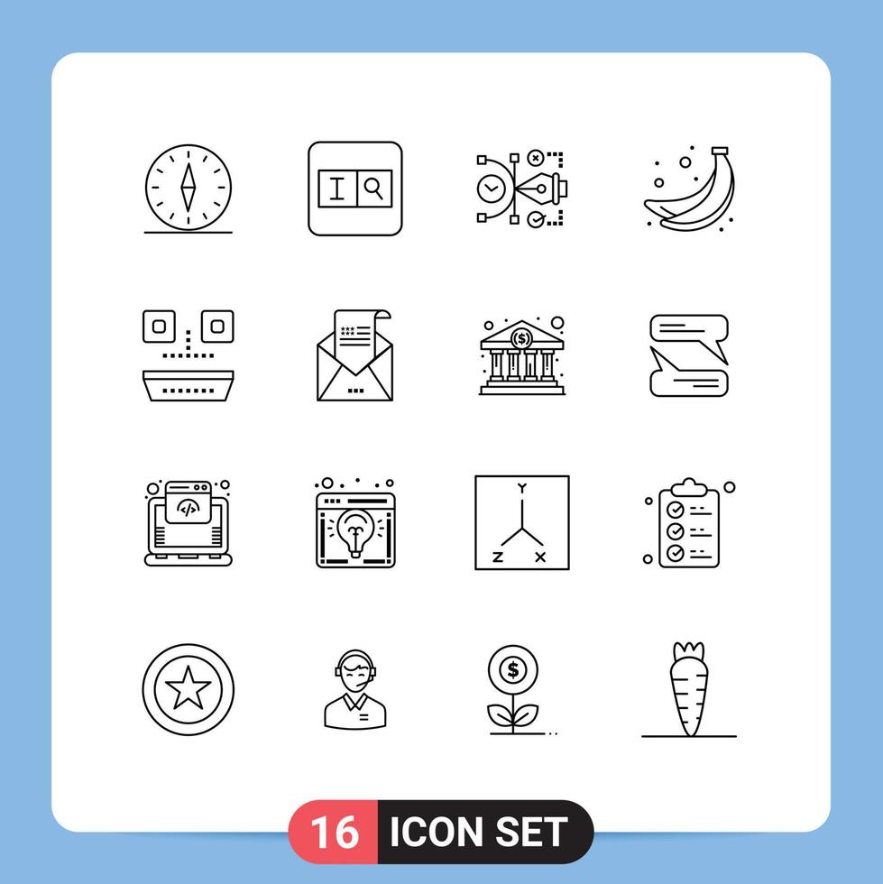 Group of 16 Outlines Signs and Symbols for food fruit file food editable Editable Vector Design Elements