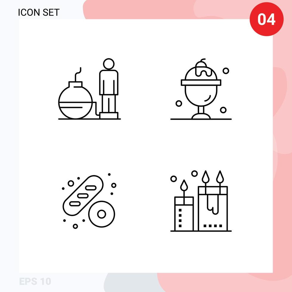 4 Universal Line Signs Symbols of business cake problem summer beauty Editable Vector Design Elements