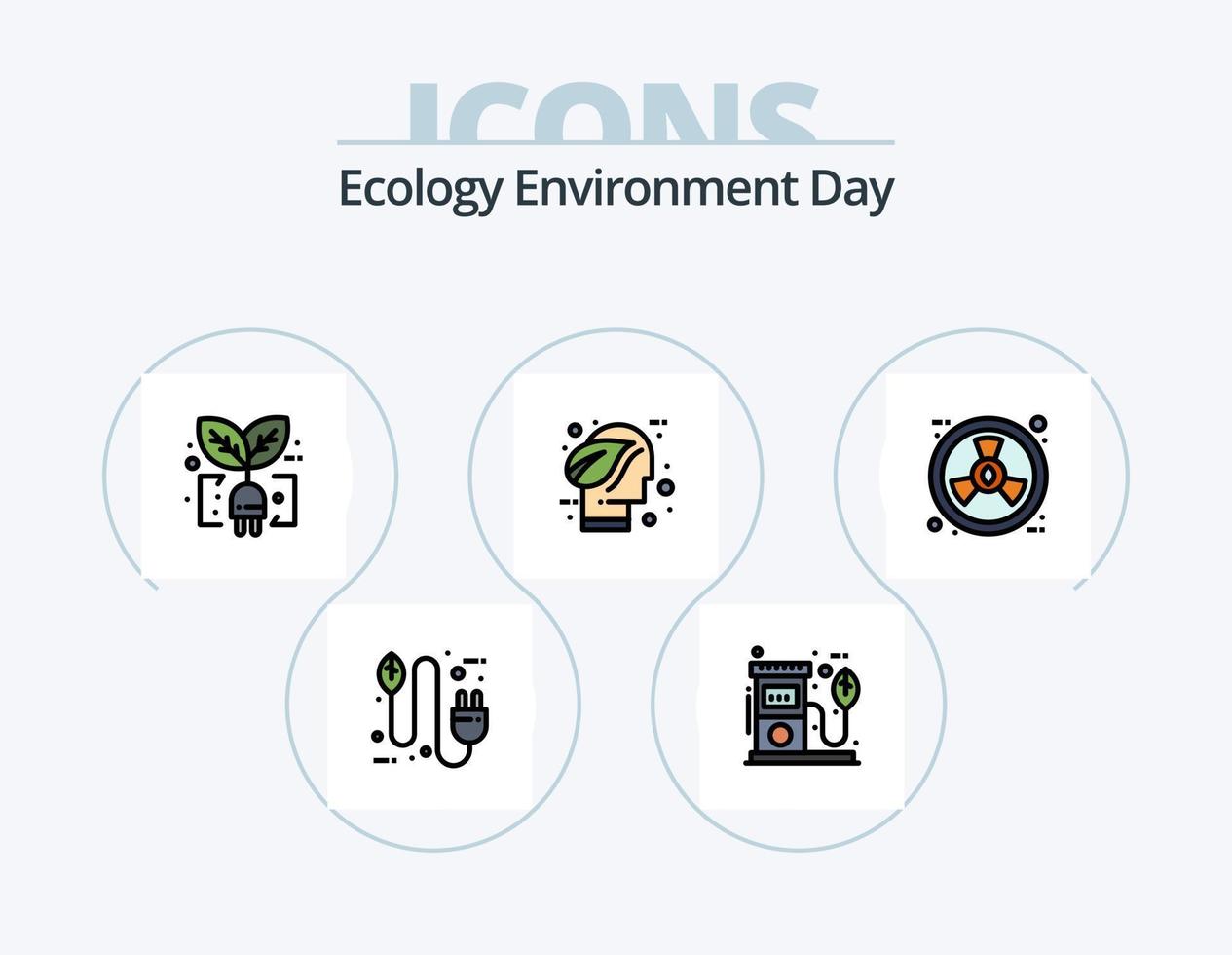ecología línea lleno icono paquete 5 5 icono diseño. gas estación. aceite. ecológico combustible. poder vector