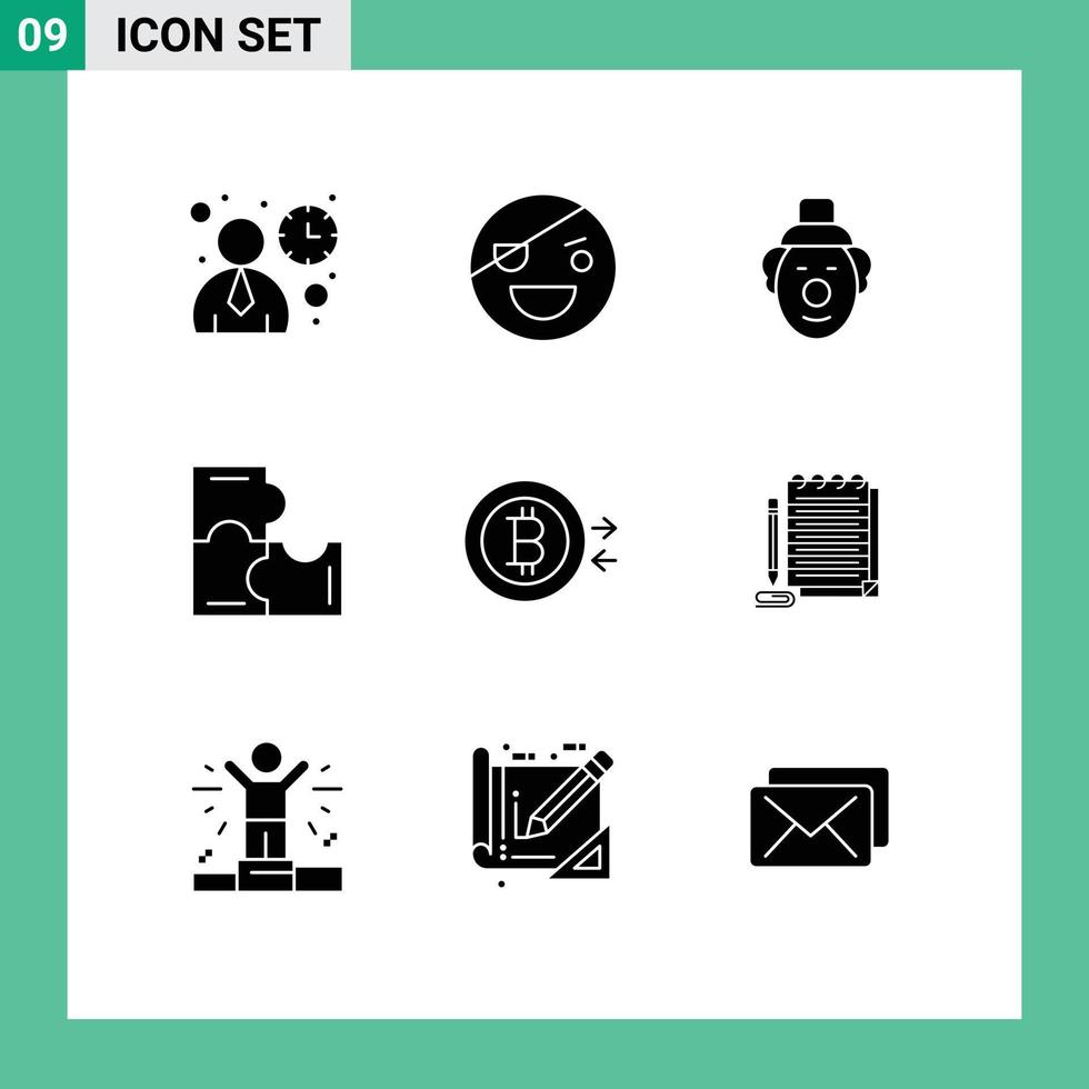 9 Universal Solid Glyph Signs Symbols of convert puzzle pieces scary puzzle game education Editable Vector Design Elements