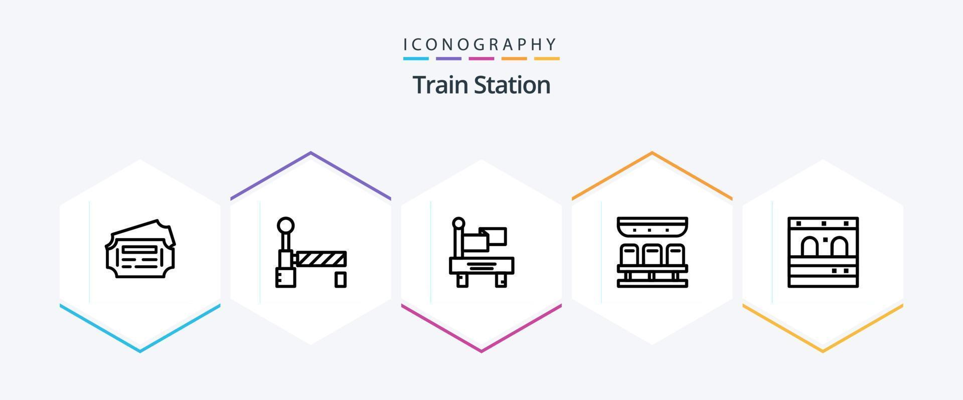 Train Station 25 Line icon pack including . train. transportation. garage. travel vector