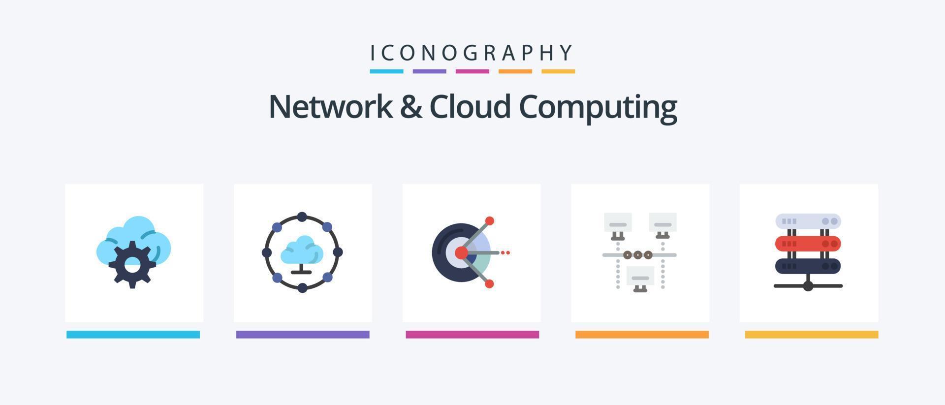 red y nube informática plano 5 5 icono paquete incluso almacenamiento. datos. disco. informática. intercambio. creativo íconos diseño vector