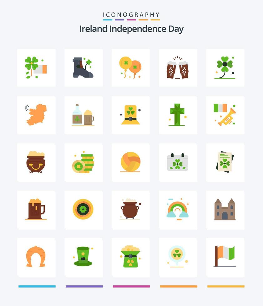 Creative Ireland Independence Day 25 Flat icon pack  Such As ireland. clover. birthday and party. ireland. wine vector