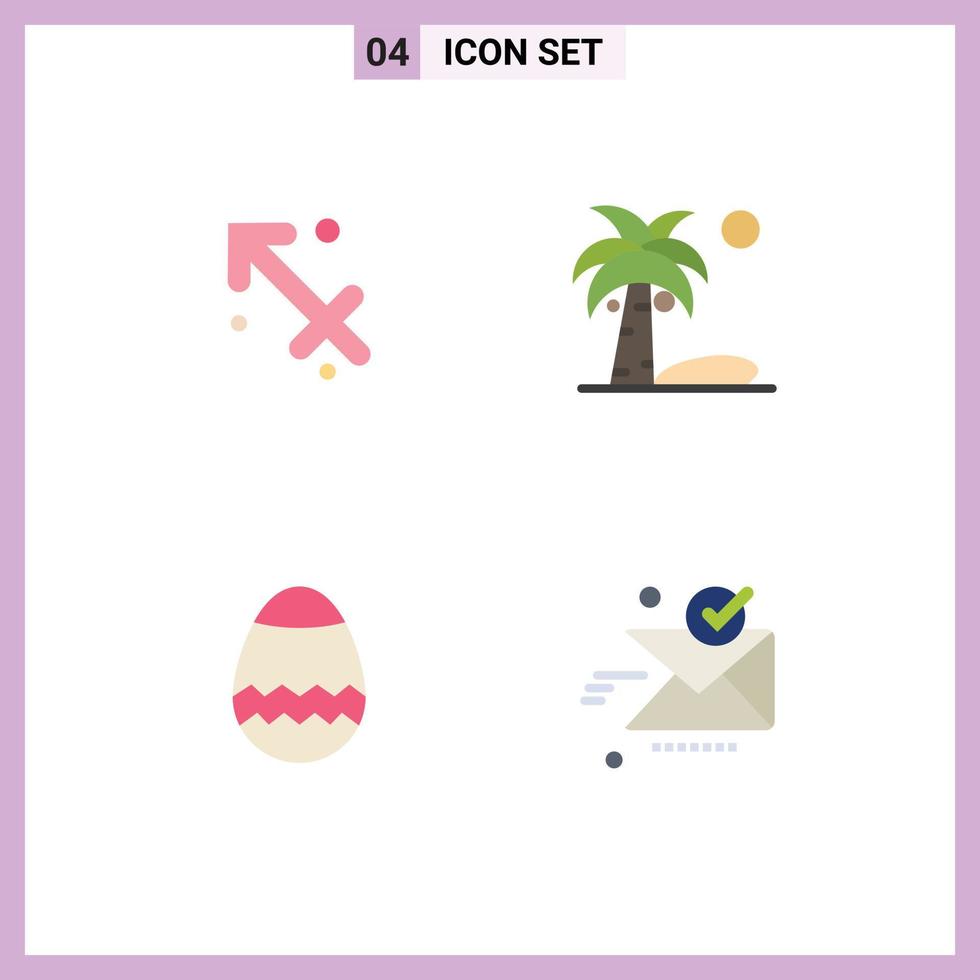 Set of 4 Commercial Flat Icons pack for astrology egg greece plant email Editable Vector Design Elements