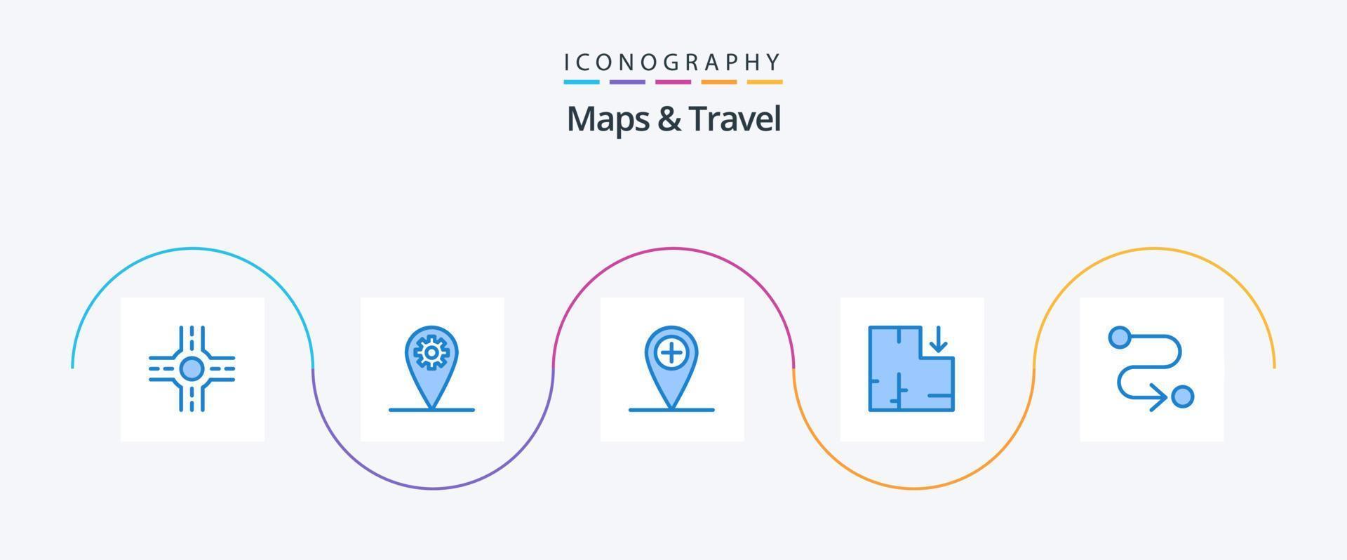 Maps and Travel Blue 5 Icon Pack Including . plan. route vector