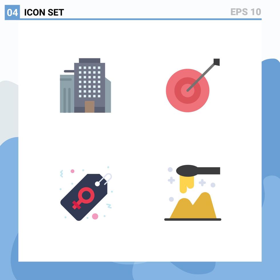 Modern Set of 4 Flat Icons and symbols such as office tag archery trophy ladle Editable Vector Design Elements