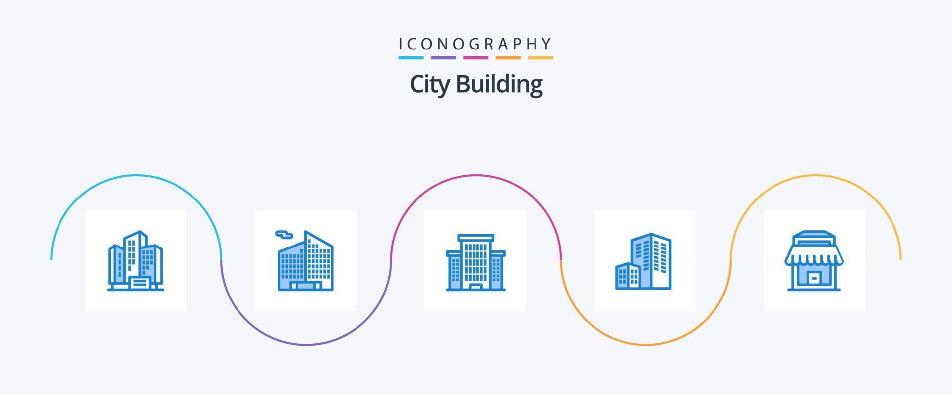 City Building Blue 5 Icon Pack Including . shop. city. real. construction vector