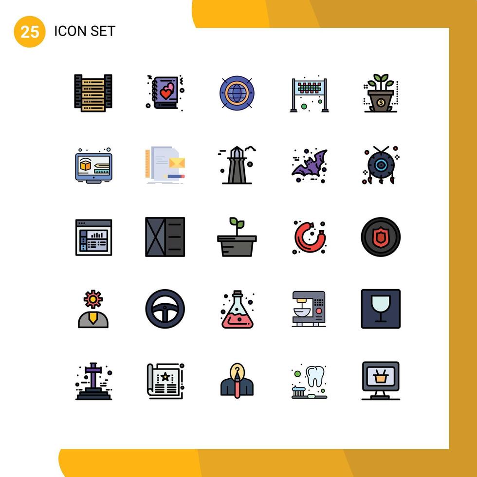 Group of 25 Filled line Flat Colors Signs and Symbols for investment victory internet finish symbol achievement Editable Vector Design Elements