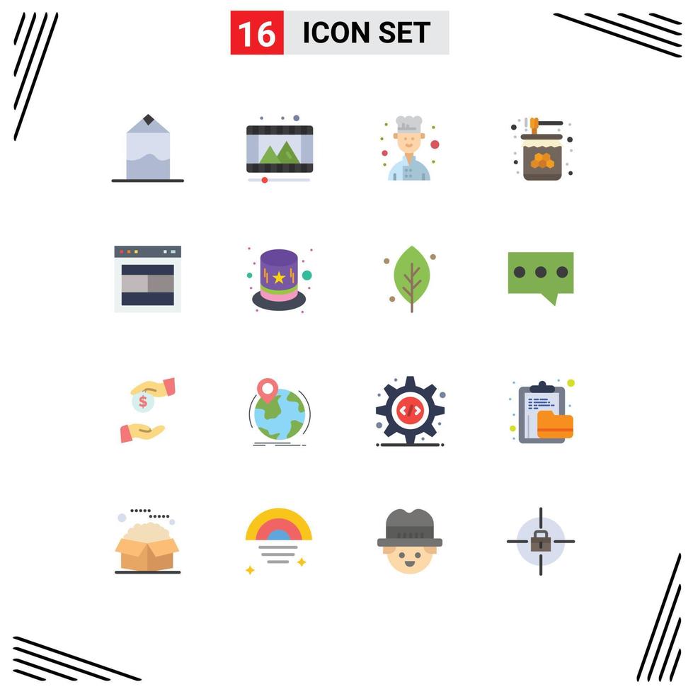 Editable Vector Line Pack of 16 Simple Flat Colors of site design chef sweet honey Editable Pack of Creative Vector Design Elements