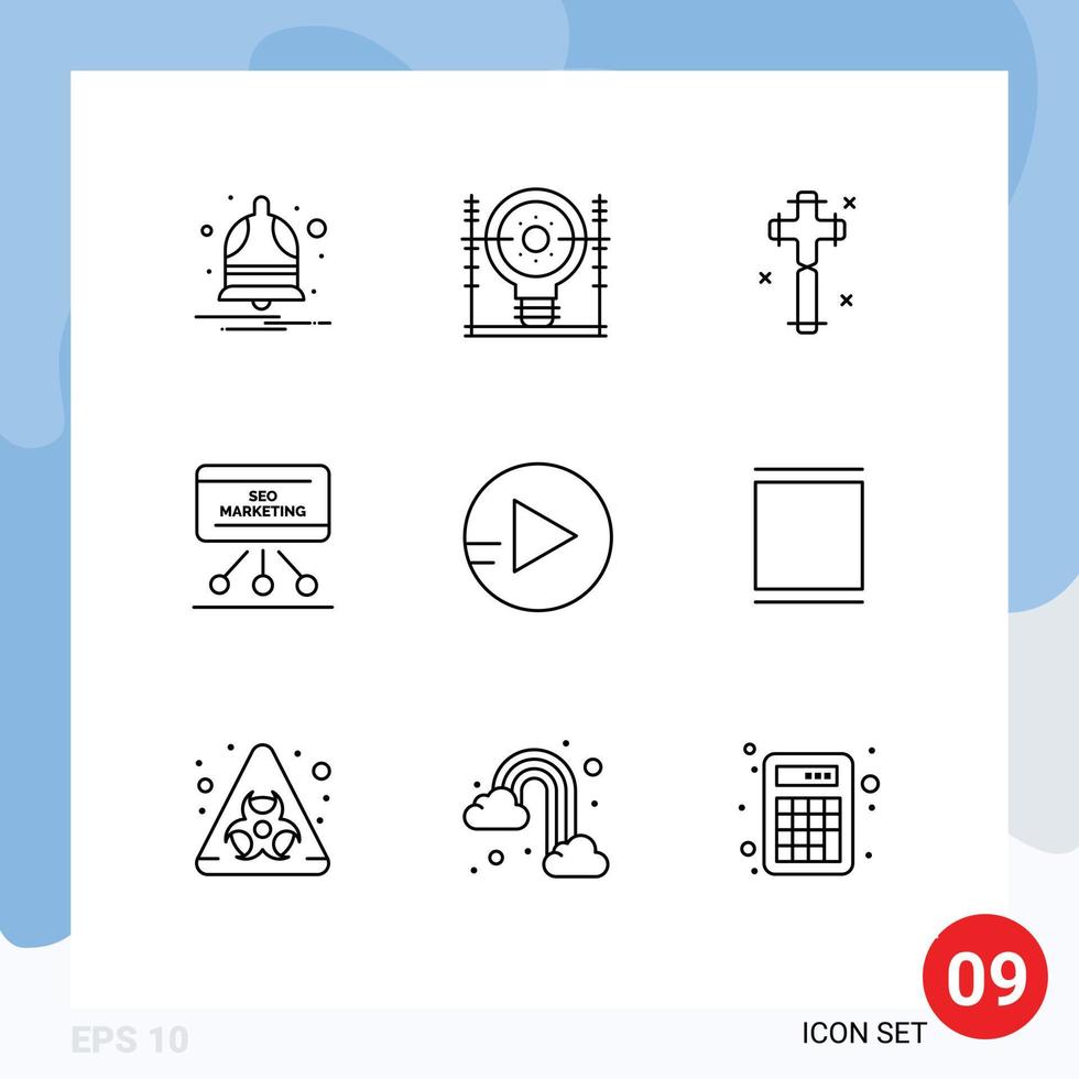 Pack of 9 creative Outlines of meeting presentation power marketing easter Editable Vector Design Elements