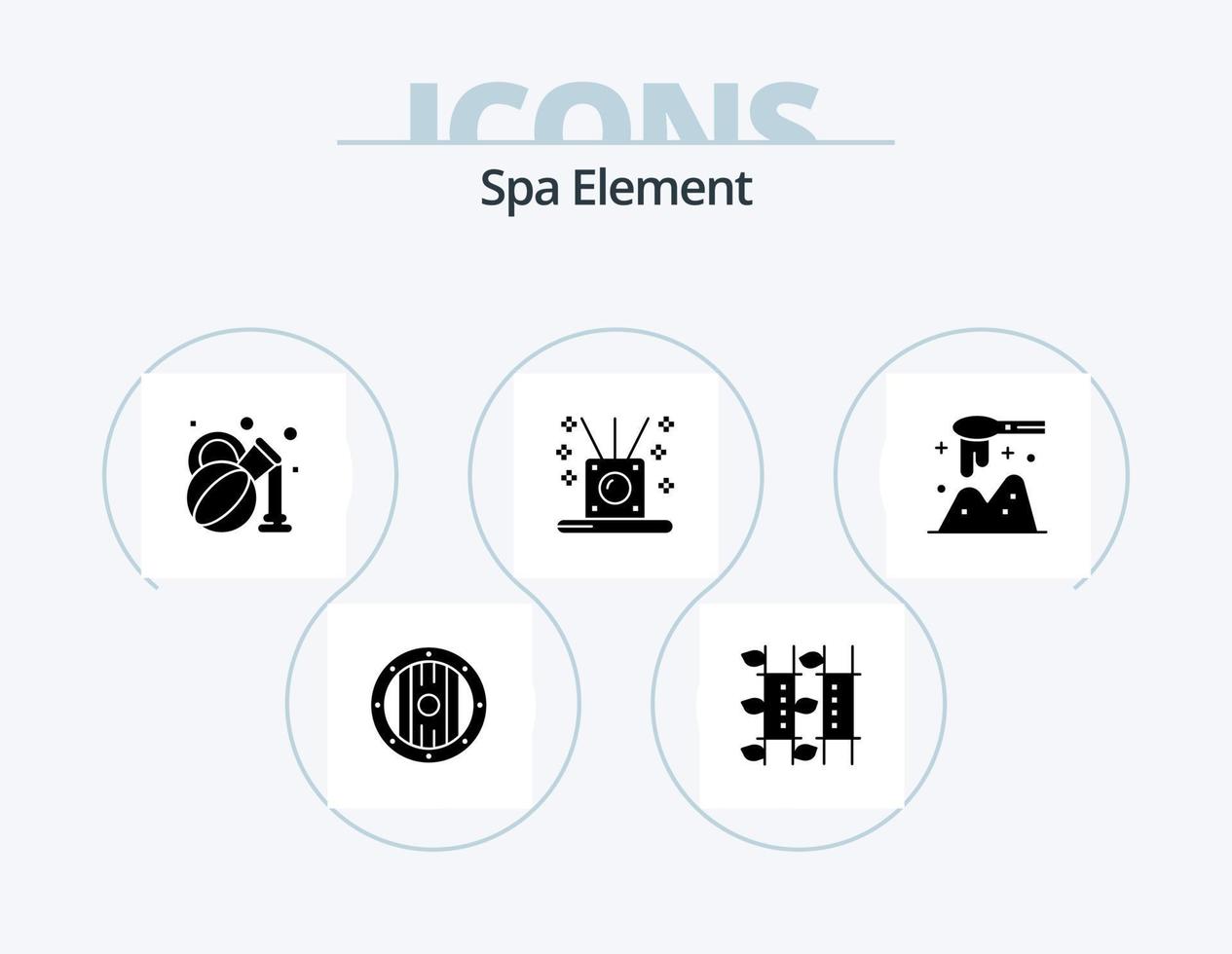 Spa Element Glyph Icon Pack 5 Icon Design. scoop. sticks. spa. spa. incense vector