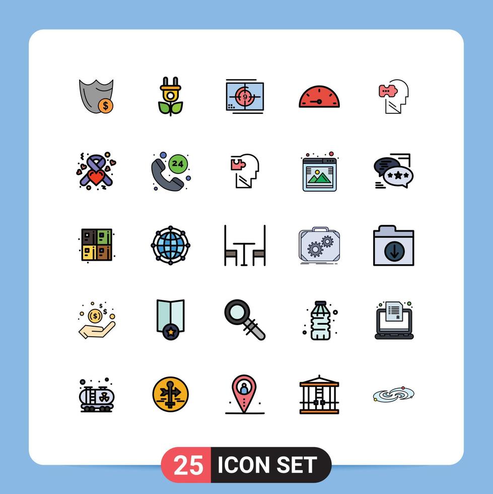 Modern Set of 25 Filled line Flat Colors Pictograph of logic gauge nature dash opening Editable Vector Design Elements