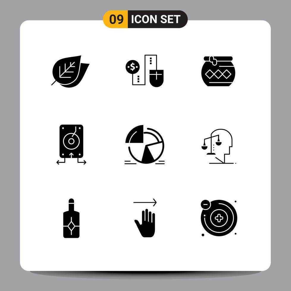Universal Icon Symbols Group of 9 Modern Solid Glyphs of server data connection backup pongal Editable Vector Design Elements