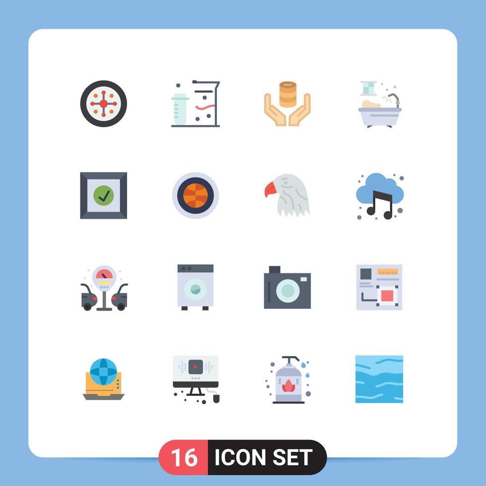 Modern Set of 16 Flat Colors and symbols such as delivered water database shower server Editable Pack of Creative Vector Design Elements