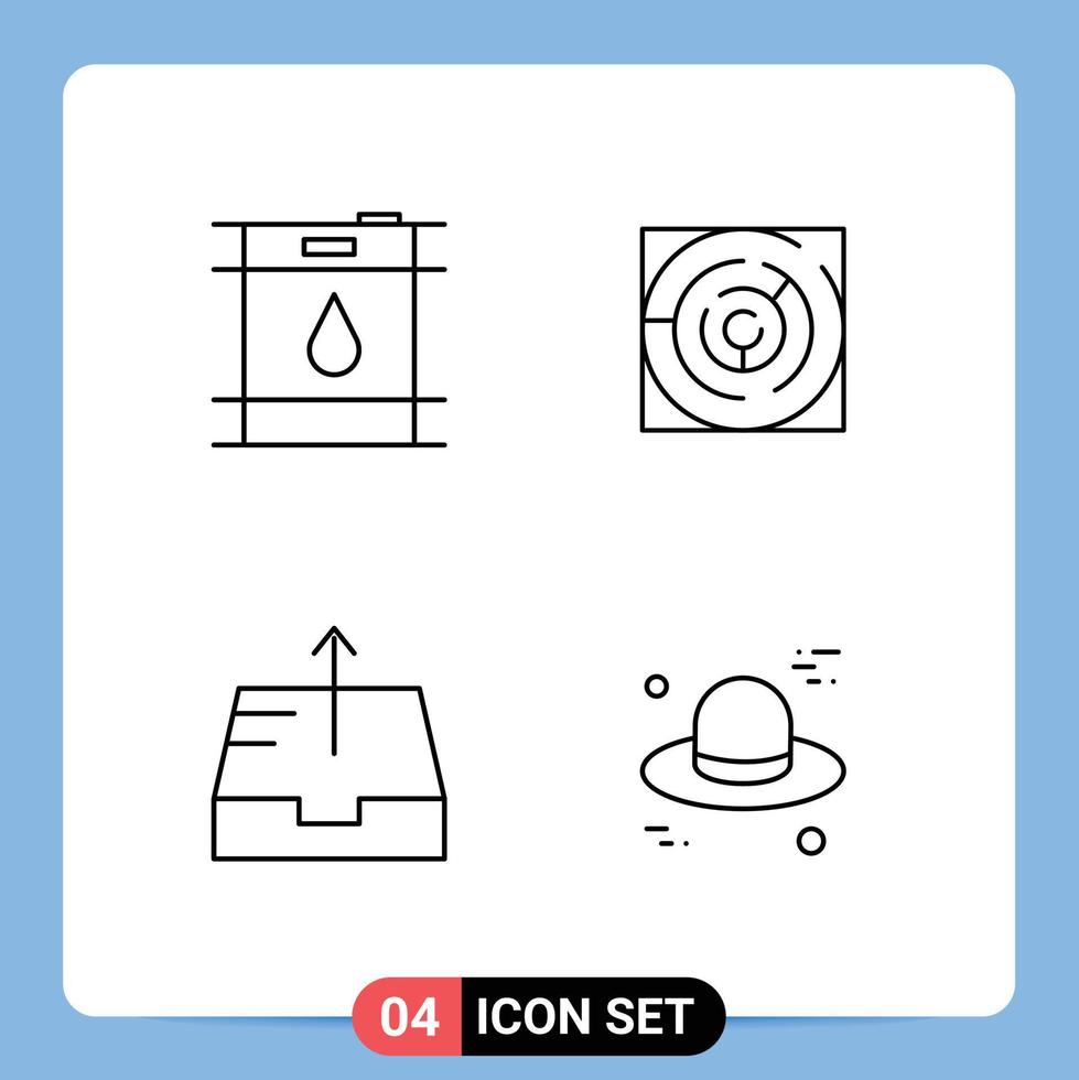 Set of 4 Vector Filledline Flat Colors on Grid for barrel outbox maze strategy hat Editable Vector Design Elements