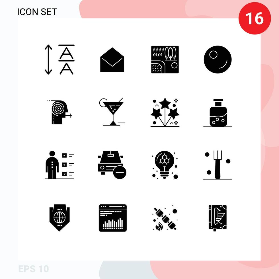16 Universal Solid Glyph Signs Symbols of focusing effort rain business vegetable Editable Vector Design Elements