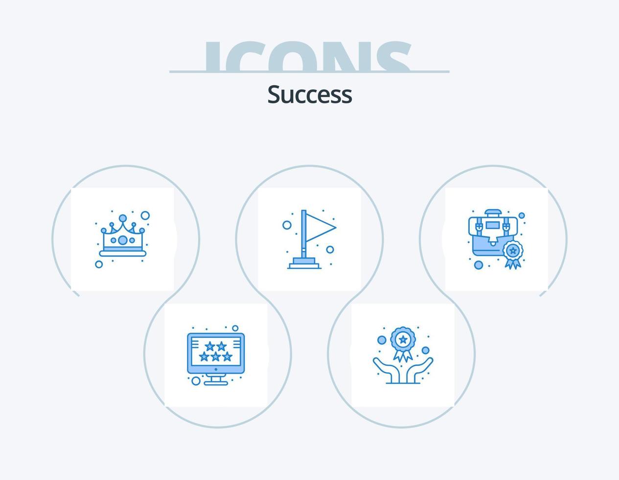 Sucess Blue Icon Pack 5 Icon Design. award. finish. winning. competition. winner vector