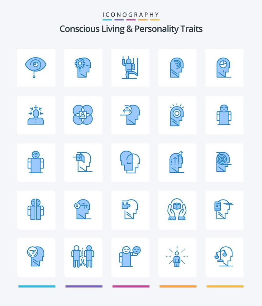 Creative Concious Living And Personality Traits 25 Blue icon pack  Such As manipulate. access. information. manipulation. human vector