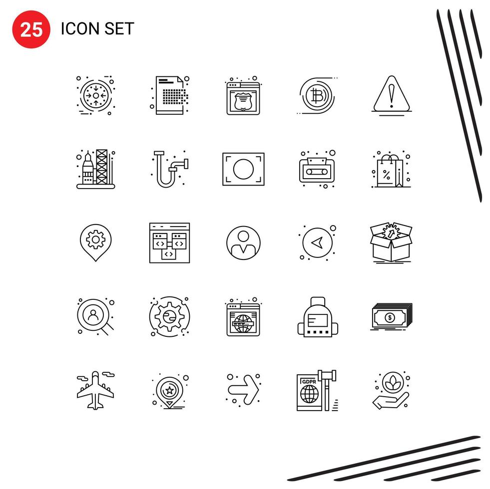 Set of 25 Modern UI Icons Symbols Signs for decentralized blockchain erasure bitcoin web Editable Vector Design Elements