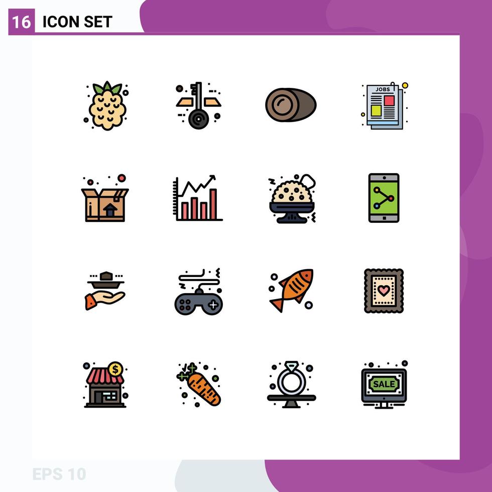 Stock Vector Icon Pack of 16 Line Signs and Symbols for shipping box cooking job ad article Editable Creative Vector Design Elements
