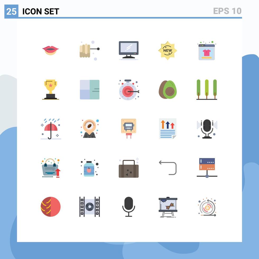 Group of 25 Flat Colors Signs and Symbols for cup product search pc online shopping badge Editable Vector Design Elements