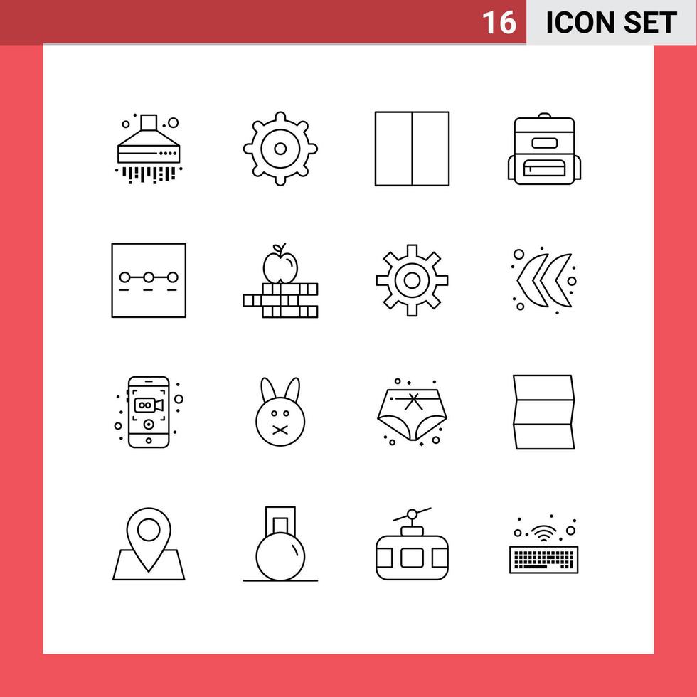 Group of 16 Outlines Signs and Symbols for education apple workspace wizard layout Editable Vector Design Elements