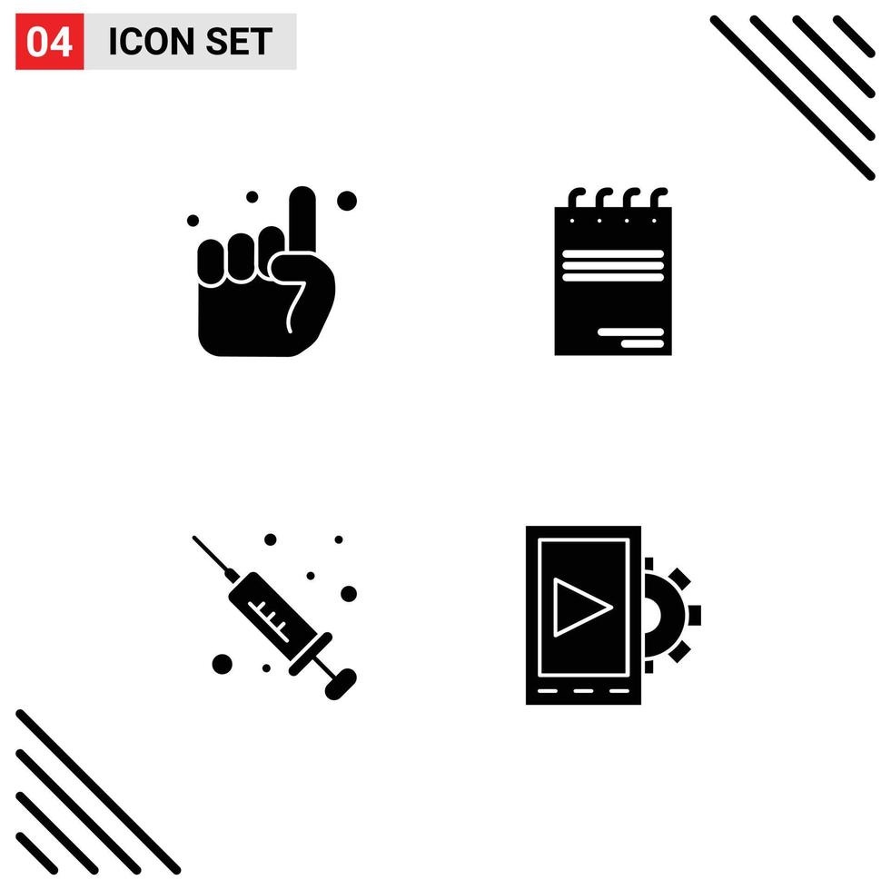 Set of 4 Modern UI Icons Symbols Signs for hand medical belive paper mobile Editable Vector Design Elements