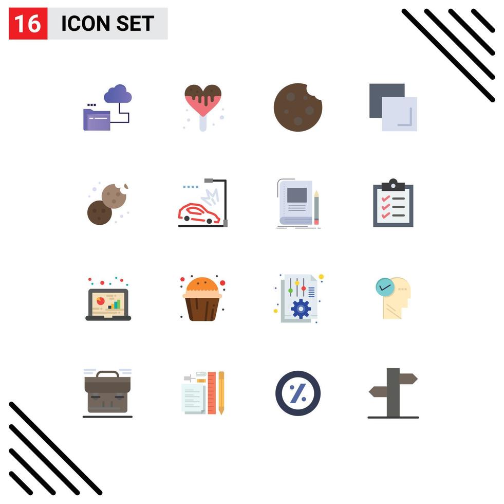 Universal Icon Symbols Group of 16 Modern Flat Colors of dessert bake cookie layers copy Editable Pack of Creative Vector Design Elements